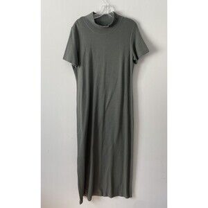 Vintage Studio Ease Maxi Mock Turtleneck Ribbed Green Size 16 Dress Neutral